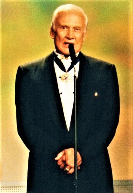 Buzz Aldrin at the podium
